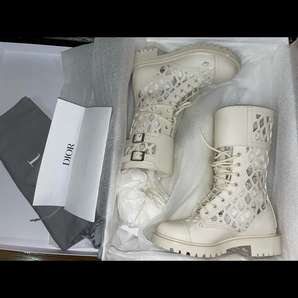 Christian Dior Matt Calfskin caged boots